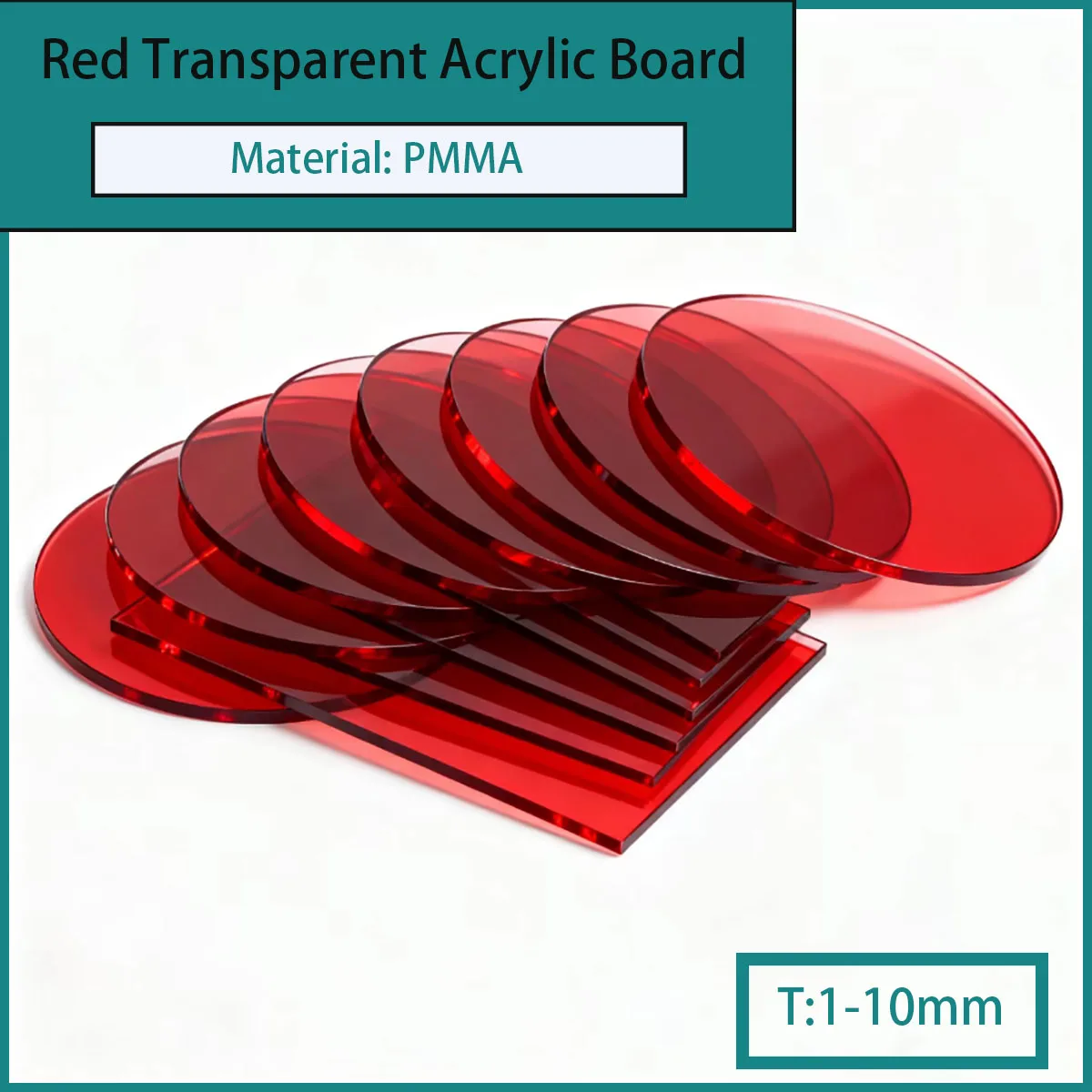 1-10mm Red Transparent Acrylic Board (PMMA)- Organic Glass Color Board