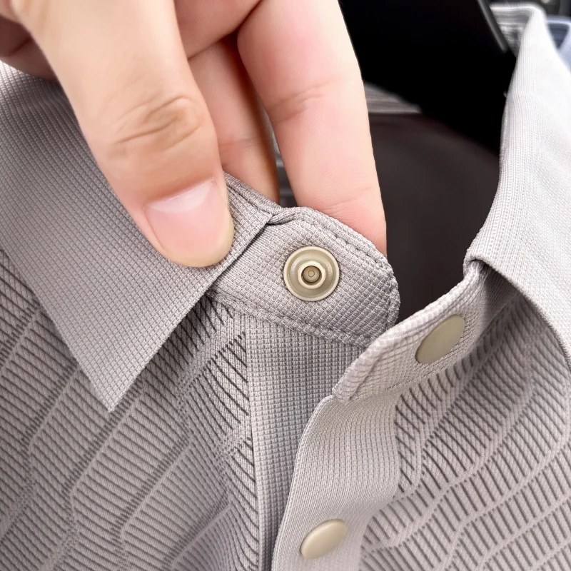 Designer-Marken-Poloshirt für Herren mit Aufdruck, Herbst-Neuheit, Lässiges Einfarbiges Langarm-Revers-T-Shirt, Luxuriöse Business-Herrenbekleidung – Detail 17