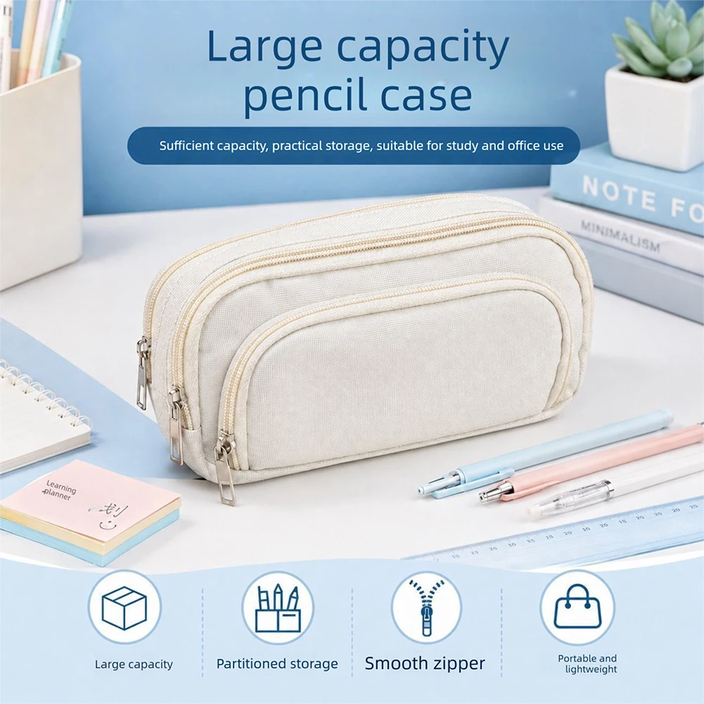 Large Capacity Pencil Case,3 Layers Stationery Bag,School Office Supplies Bag,Multi-Purpose Storage Pouch,Back To School Gifts