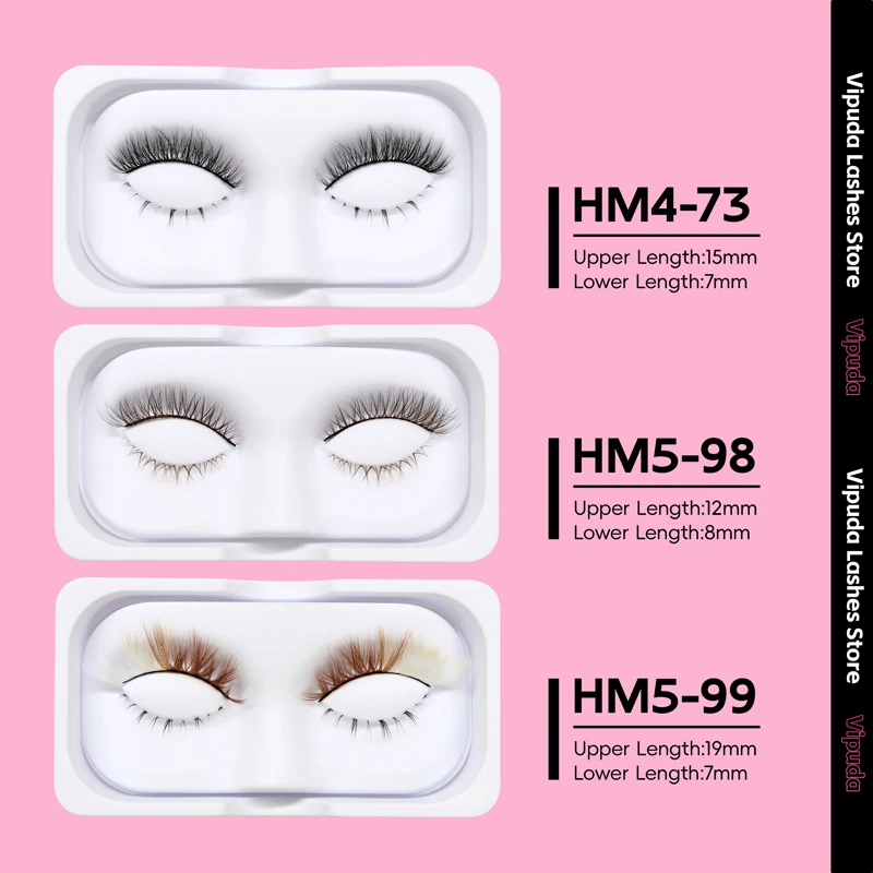 2Pairs Natural Eyelashes Upper&Lower False Eyelashes Faux Cils Makeup Fake Eyelash Transparent Plastic Lower Lashes Makeup Tools