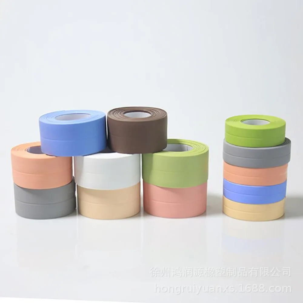 3.8CM*3.2M White Blue Grey Green Pink Toilet Sewn Rubber Strip Mould-proof Waterproof Rubber Strip Bathroom Corner Line Seal