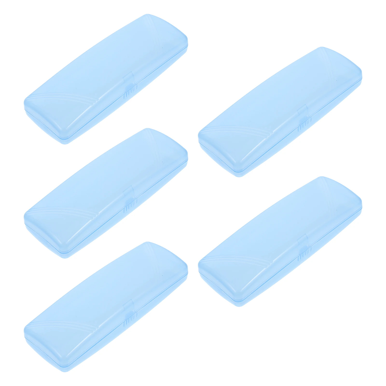 

5pcs Portable Plastic Eyeglasses Box Anti-pressure Glasses Case Transparent Sunglasse Protectors for Man Woman (Sky-blue)