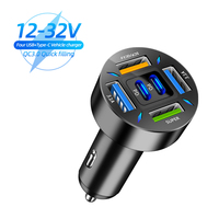 66W Car Charger 4 USB+2 PD Quick Charge 6 Port Phone Charger Cigarette Lighter Adapter Socket Power for iPhone 11 Xiaomi Samsung