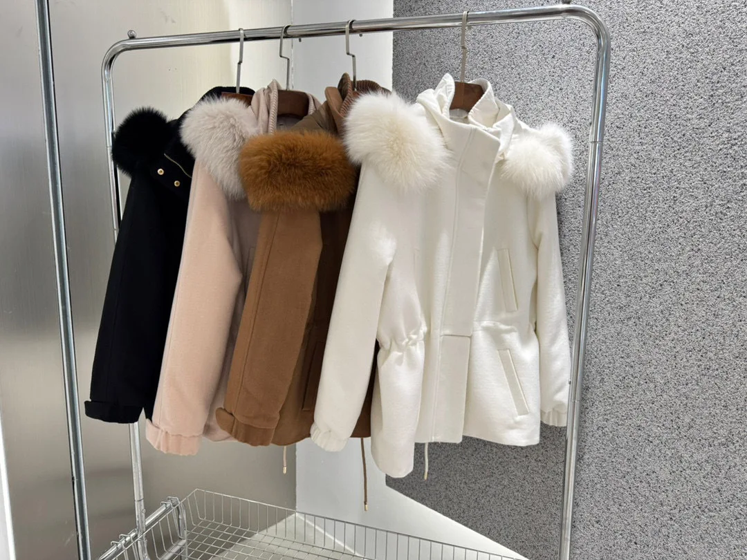 

Autumn/Winter Fashion Battle Jacket Ski Suit With Full Fox Fur Collar Wool-Blend Cashmere Women'S Short Coat