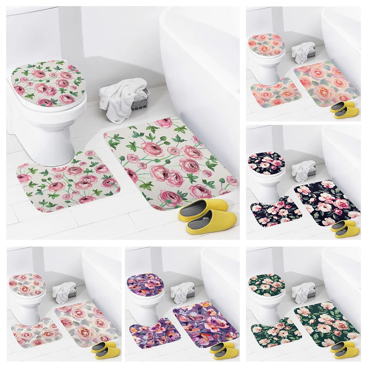 Home bathroom floor mats animal style Bath Foot mat modern accessories rug Toilet mat Bathtub anti-slip carpet catton plant