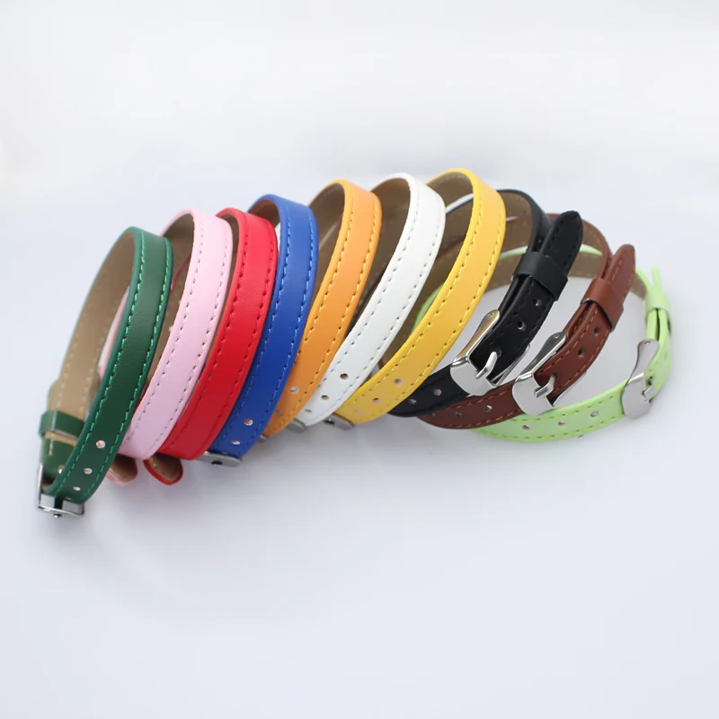 10pcs/lot mix colors 8MM Copy Leather wristband bracelet 8x210mm fit for 8mm slide charms letters DIY Accessory