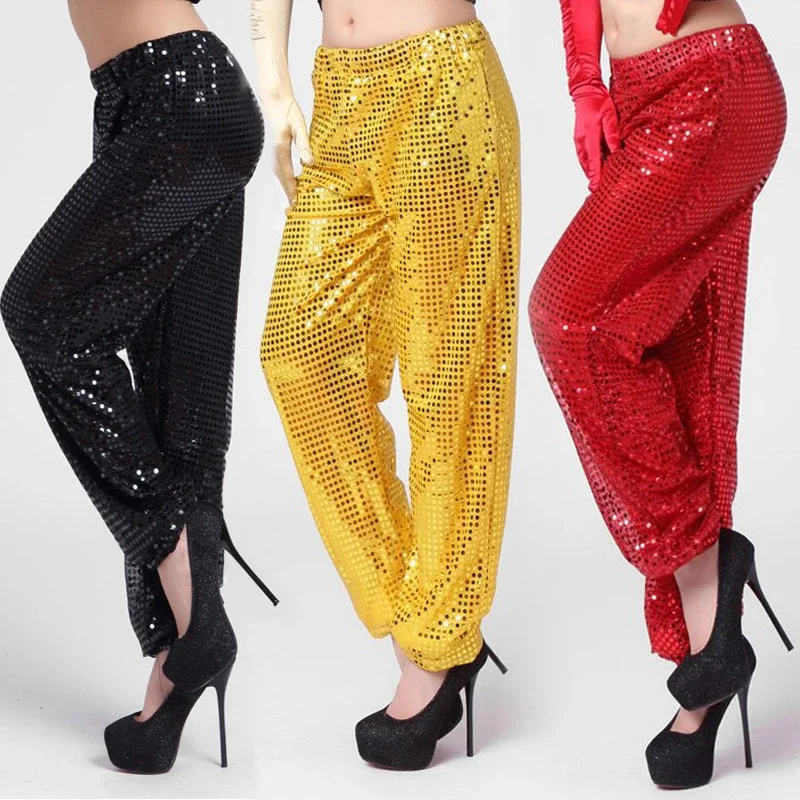 7Color Adult Sequin Pant Costumes Jazz Dance Wear Rhinestone Shining Stage Performance Dancing for Women Sequined Trousers S-3XL