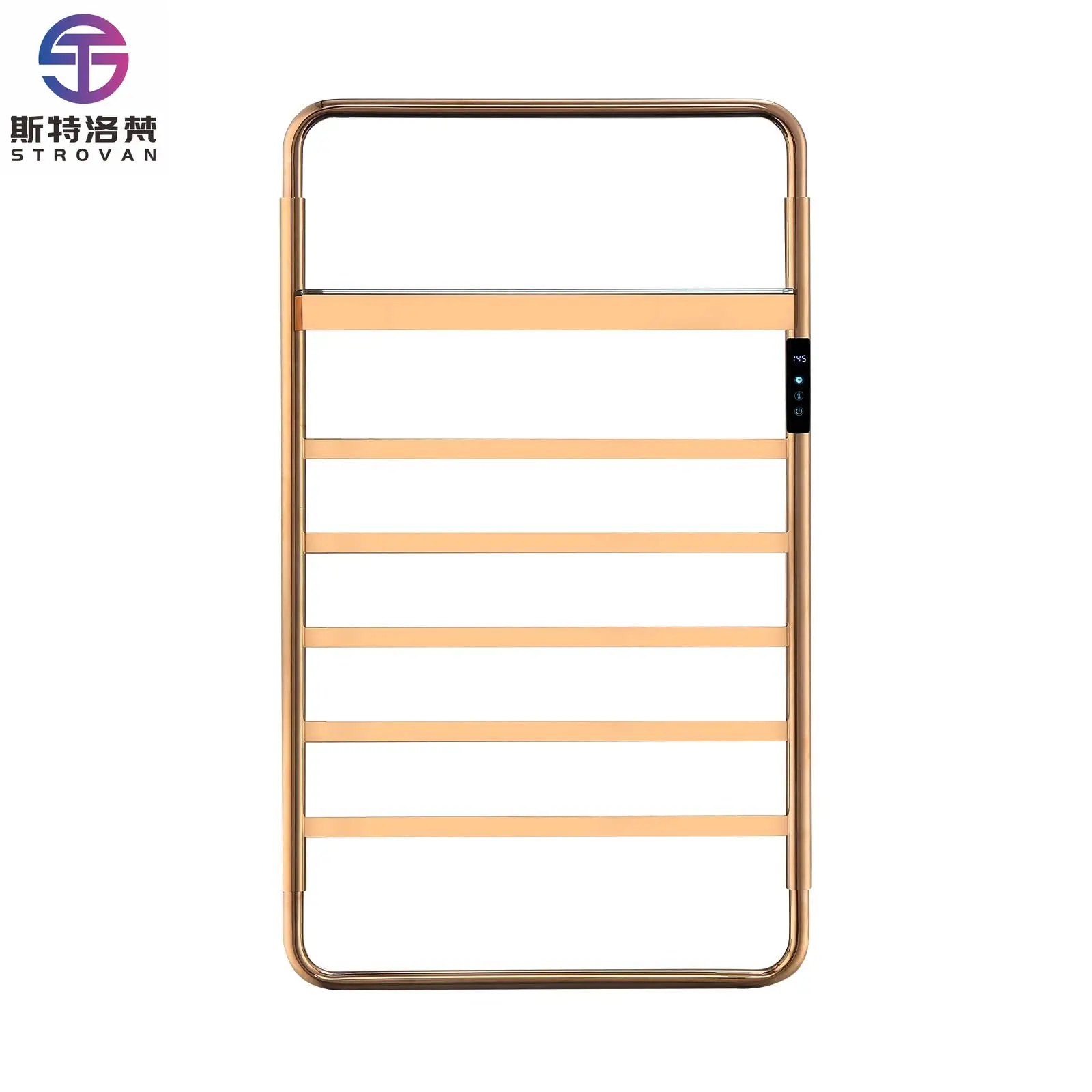 Smart Heating Towel Rack with Timer and Voice Control - Bathroom Wall-mounted Electric Towel Warmer, IPX4 Waterproof (Rose Gold)
