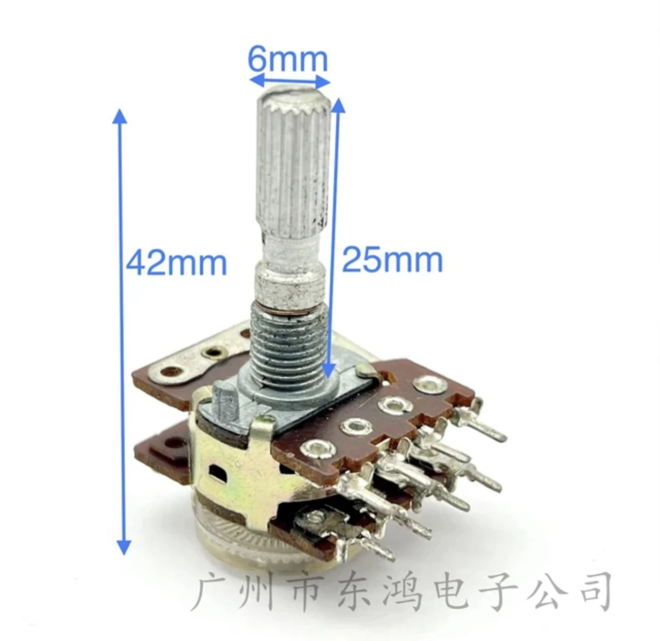 1 pcs high-quality RK16 double potentiometer 100K * 2 with extraction 41 locating handle 25MM long serrated