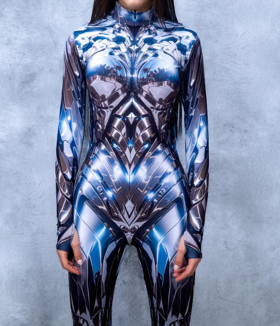 Women Cyberpunk Anyma X Costume Jumpsuit Steampunk Bodysuit Halloween Party Carnival Cosplay Costume Romper Zentai Suit Outfit