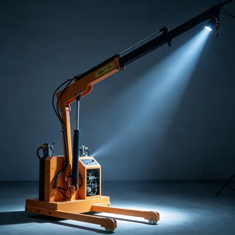 Compact Electric Crane with Manual/Hydraulic Hoist – Portable Floor Crane, Folding Design, 360° Rotation, Suitable