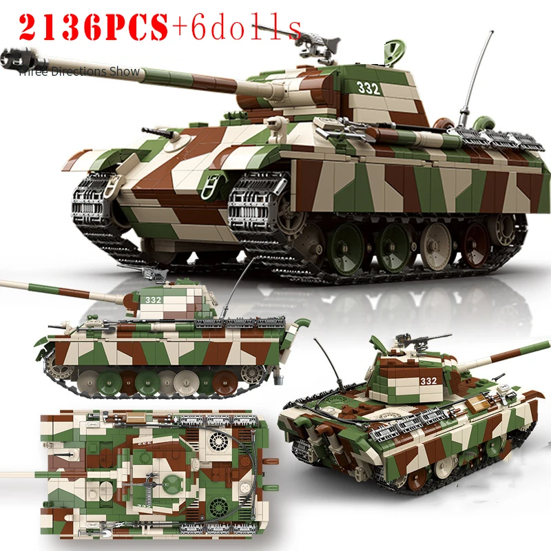 Military WW2 German Panther Medium Tank Building Blocks World War Army Soldier Weapons Tiger I Heavy Tanks Bricks Kids Toys Gift