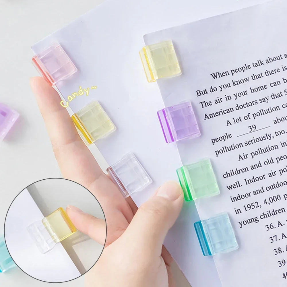 1/20Pcs Staples Paperclip Mini Candy Color Paper Clip Office School Transparent Documents Bookmarks File Index Page Holder Clamp