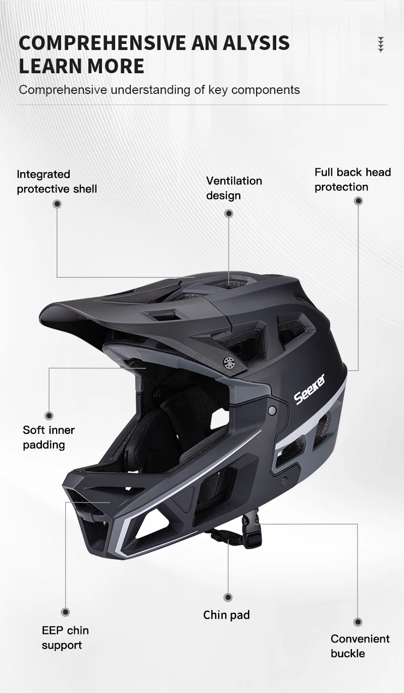 UMUSEEKER Fahrrad-Integralhelm, Downhill DH Offroad MTB Helm, Offroad-Multiszenario-Universal-Atmungsaktiver Fahrradhelm – Detail 9