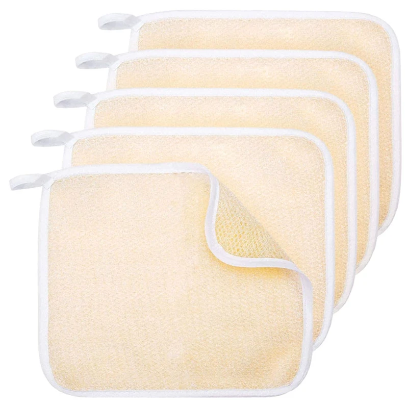 

5 Pieces Bath Exfoliating Face And Body Wash Cloths Towel Weave Bath Cloth Exfoliating Scrub Cloth Massage Bath Cloth Durable