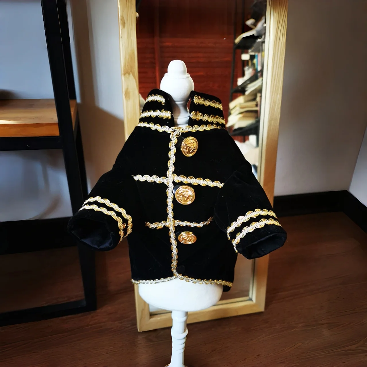 

Handmade Dog Lace Cuff Tuxedo Shirt Royal Nobility Party Wear for Cats Poodle Yorkie Black Suit Pet Supplies