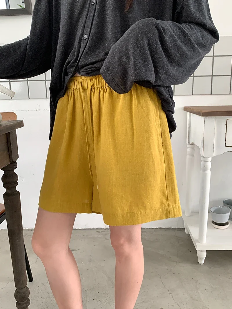Summer High-Waisted Loose Shorts for Women Casual Solid Plus Size Wide Leg Pants