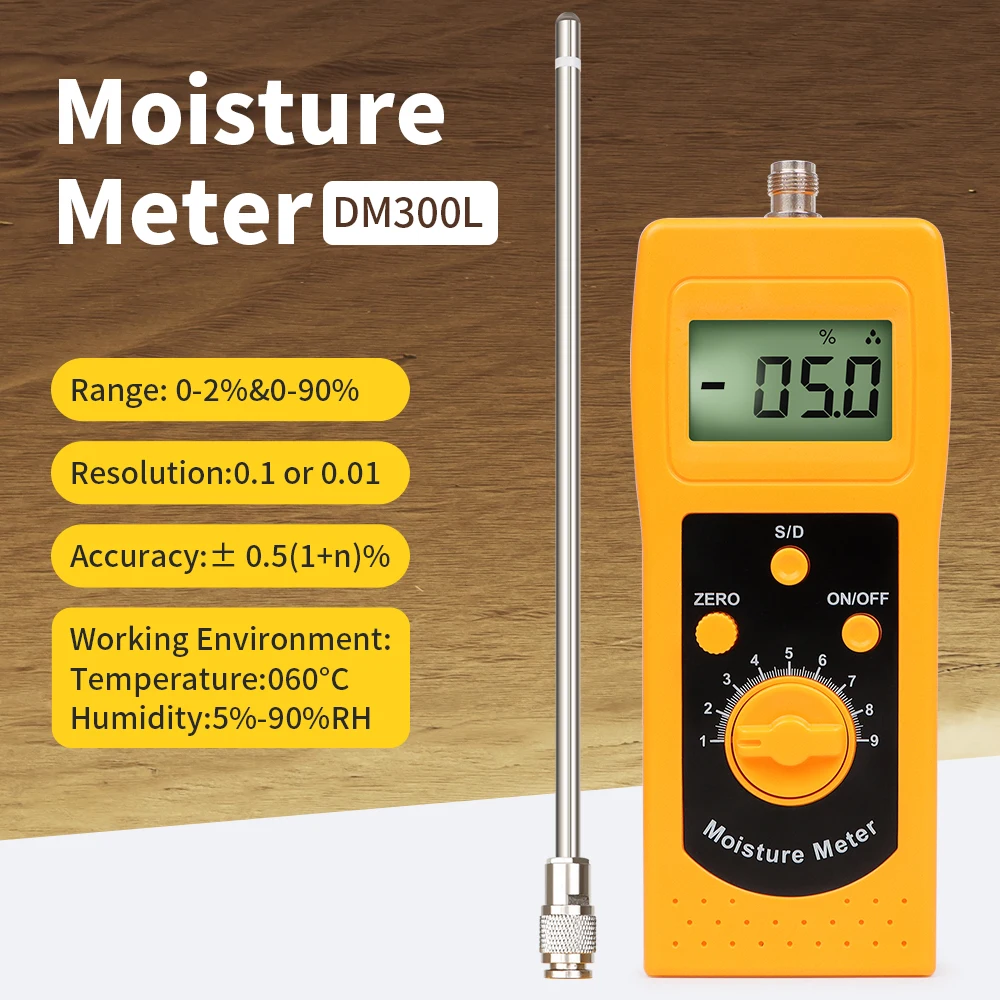 

DM300 Digital Moisture Analyzer Tester Coal Powder Soil Silver Sand Chemical Combination Powder Moisture Meter with Backlight