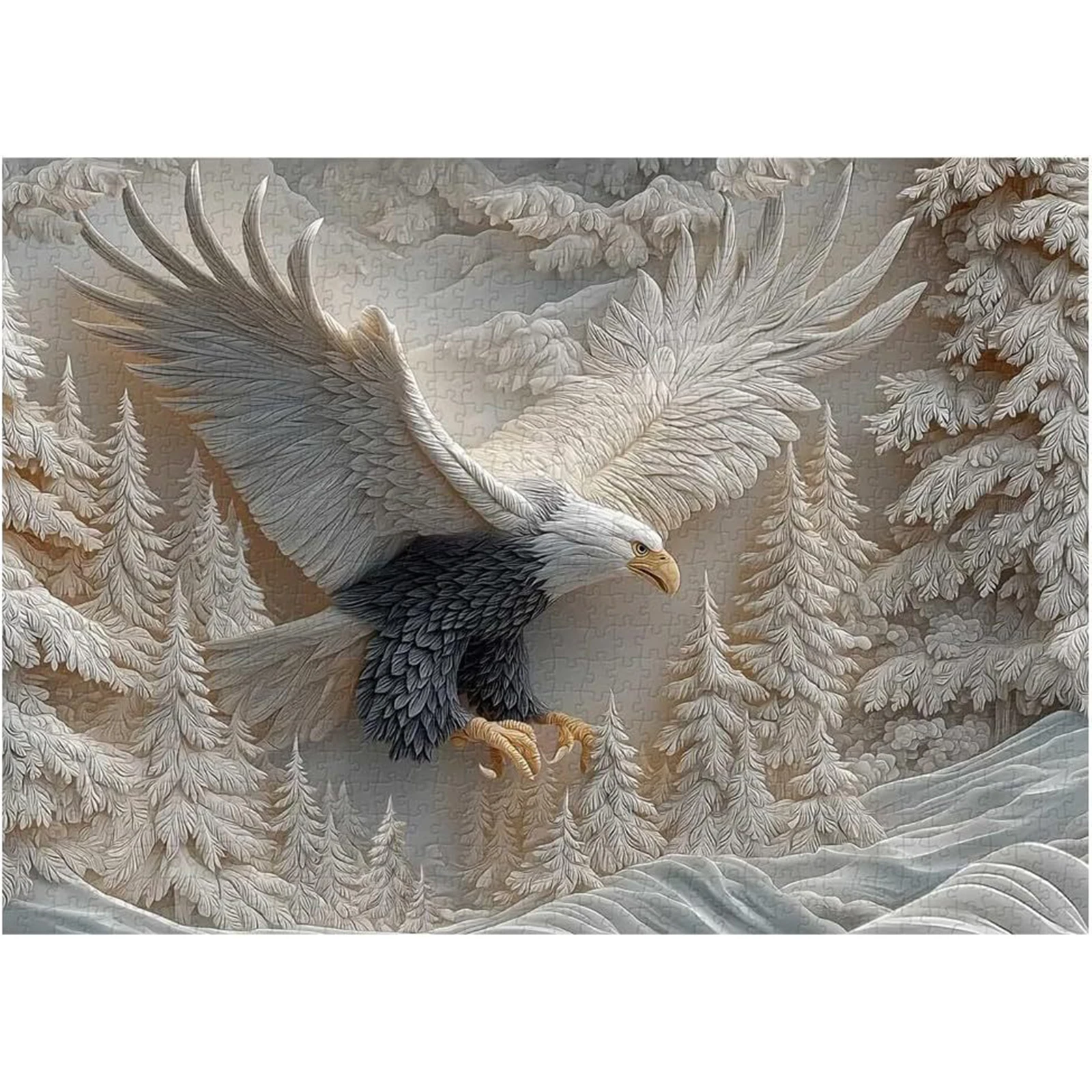 Puzzle con aquila intagliata Puzzle da 1000 pezzi Puzzle con design artistico della fauna selvatica con aquila impegnativa Gioco per attività familiari e decorazioni per la casa per adulti