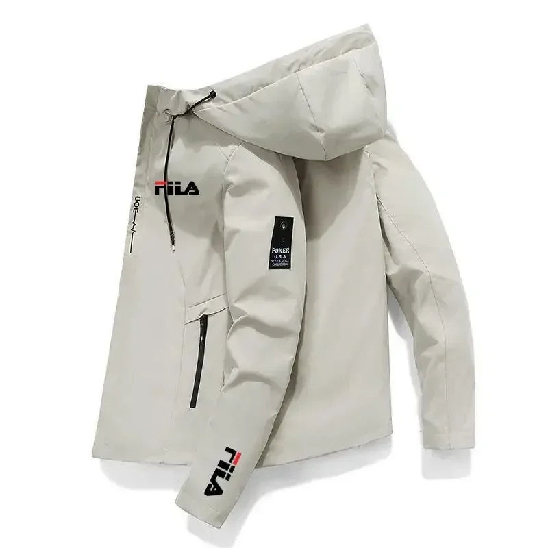 2026 Spring and Autumn New Zipper Men's Casual Windbreaker, Fashionable Outdoor Windproof Large Men's Hooded Jacket M-3XL