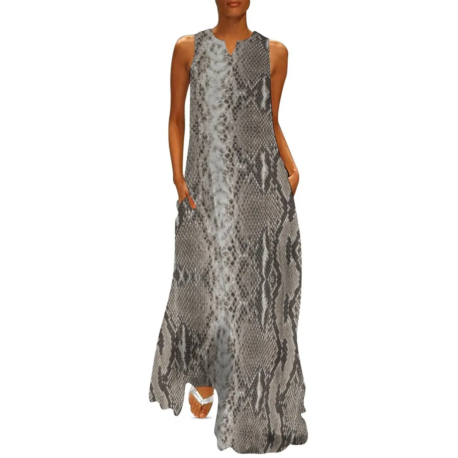 Snakeskin Python Dress Summer Animal Skin Print Fashion Bohemia Long Dresses Ladies Custom Vintage Maxi Dress Big Size 4XL 5XL