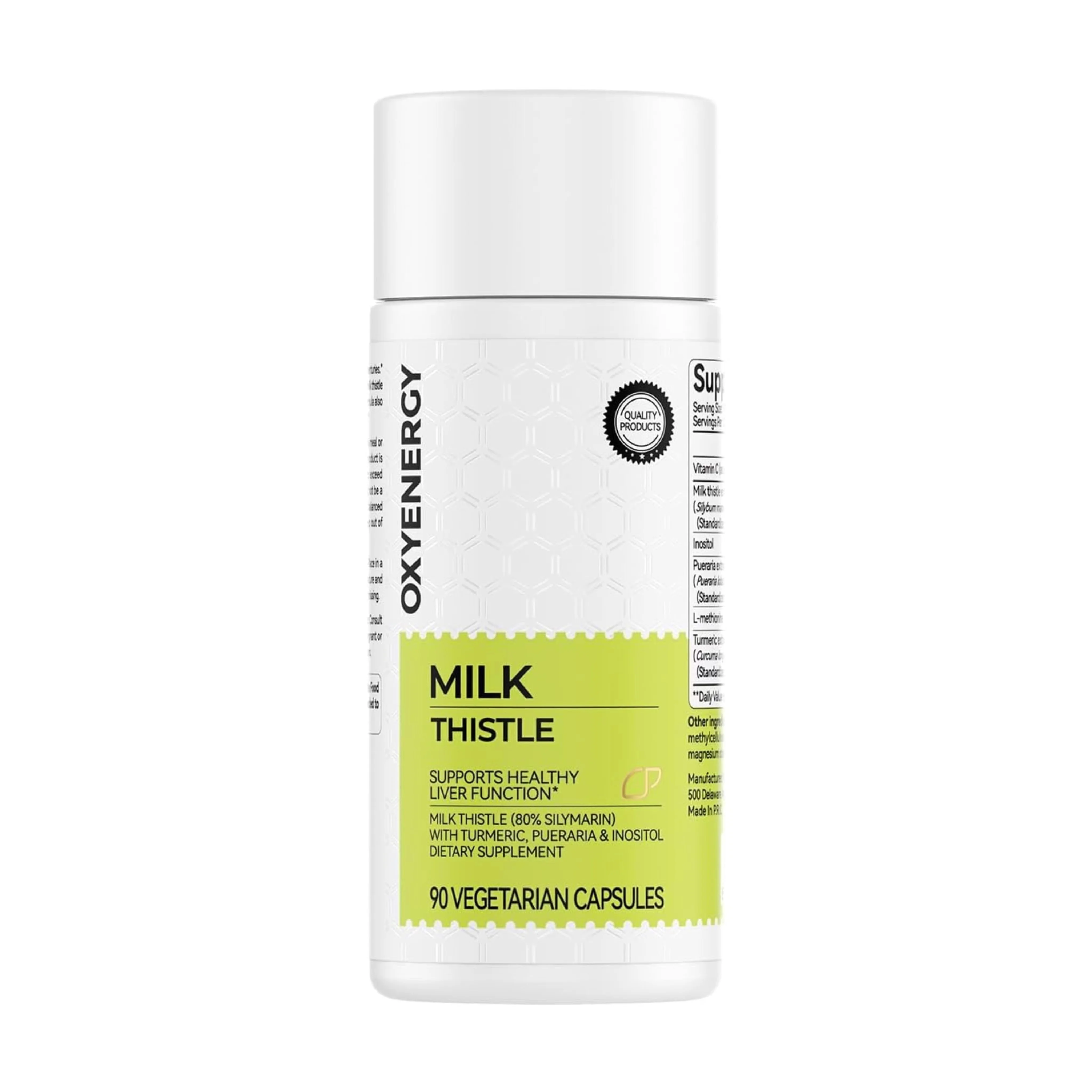 OxyEnergy Silymarin Extracto de Cardo Mariano 300mg con Vitamina C, Inositol y Pueraria, Apoyo para la Desintoxicación y Reparación del Hígado, Antioxidante