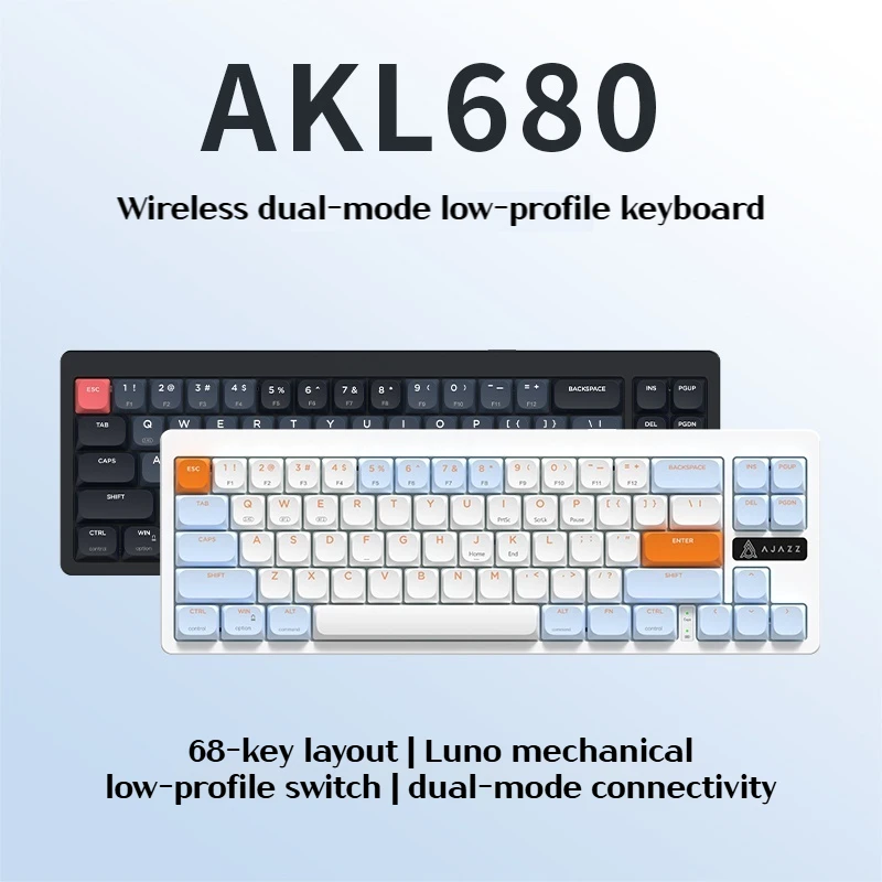 

AJAZZ AKL680 низкопрофильная беспроводная механическая клавиатура 68-клавишная ультратонкая и бесшумная игровая клавиатура Bluetooth для ноутбука, планшета