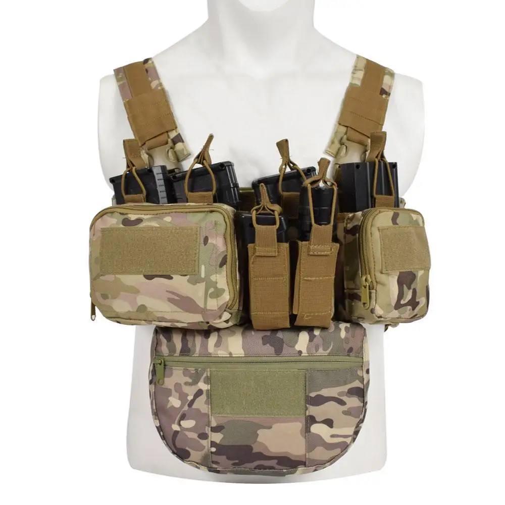 Men Nylon Swat CS Match Wargame Chest Rig Airsoft Tactical Vest Military Gear Pack Magazine Pouch Holster Molle System Waist