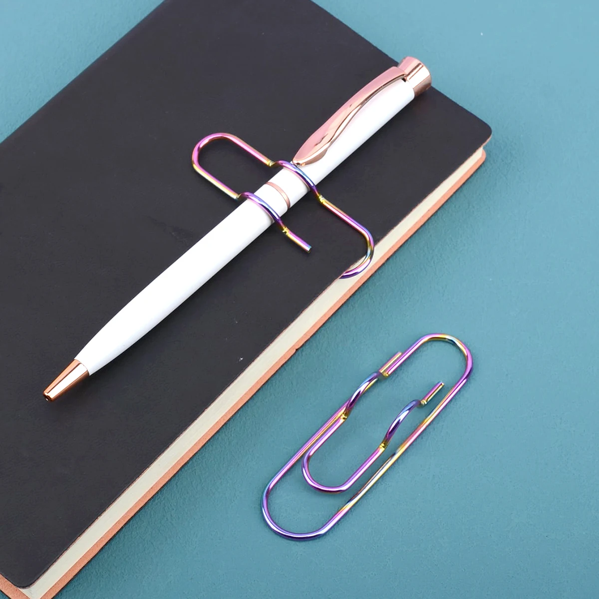 Iridescent Metal Pen Clip - Creative Stylish Portable Notebook Journal Accessory Office School Stationery Clip School Supplies