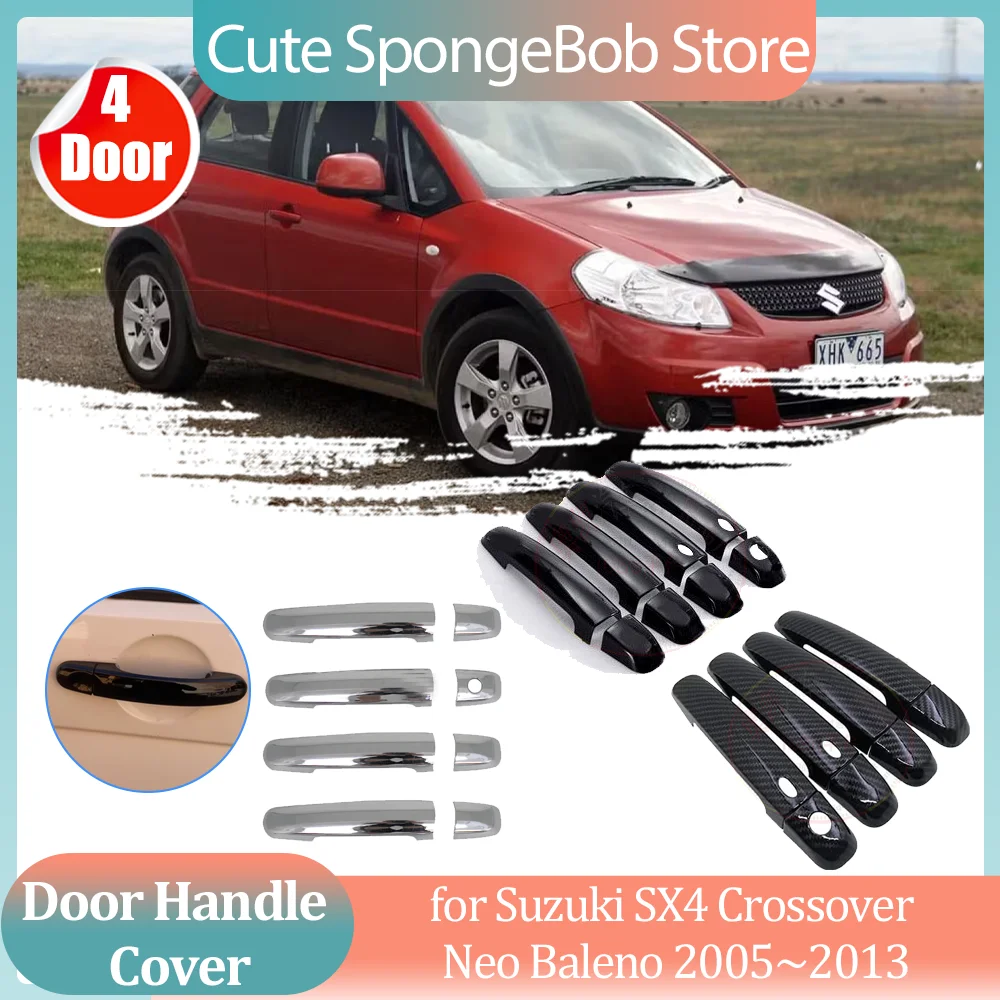 

Car Handle Cover for Suzuki SX4 Crossover Fiat Sedici Neo Baleno 2005~2013 Carbon Fiber Black Door Sticker Cap Decor Accessories