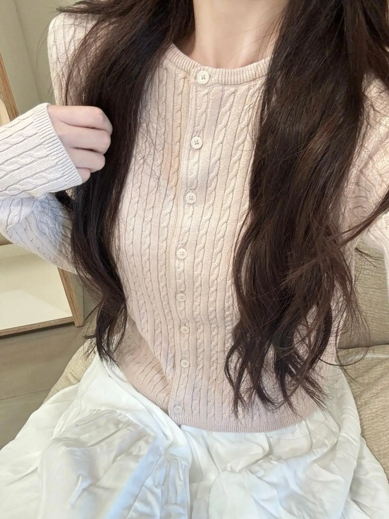 

Trendy ort Knitted Sweater with Twist Long Sve round Ne Cotton Yarn Spun Fiber Regular Fit Commute Sle Outerwear
