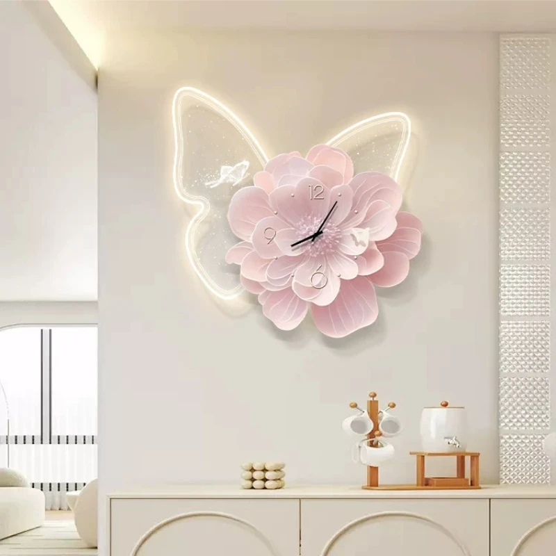 White Upgrade Designer Wall Clock Night Light Aesthetic Luxury Digital Clock Living Room Modern Relojes De Pared Home Decor Item