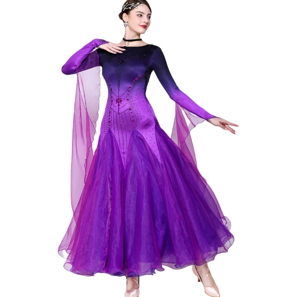 Vestido de danza moderna, baile de salón, vals, baile de salón, baile Cha, danza cuadrada, gran actuación, disfraz de competición