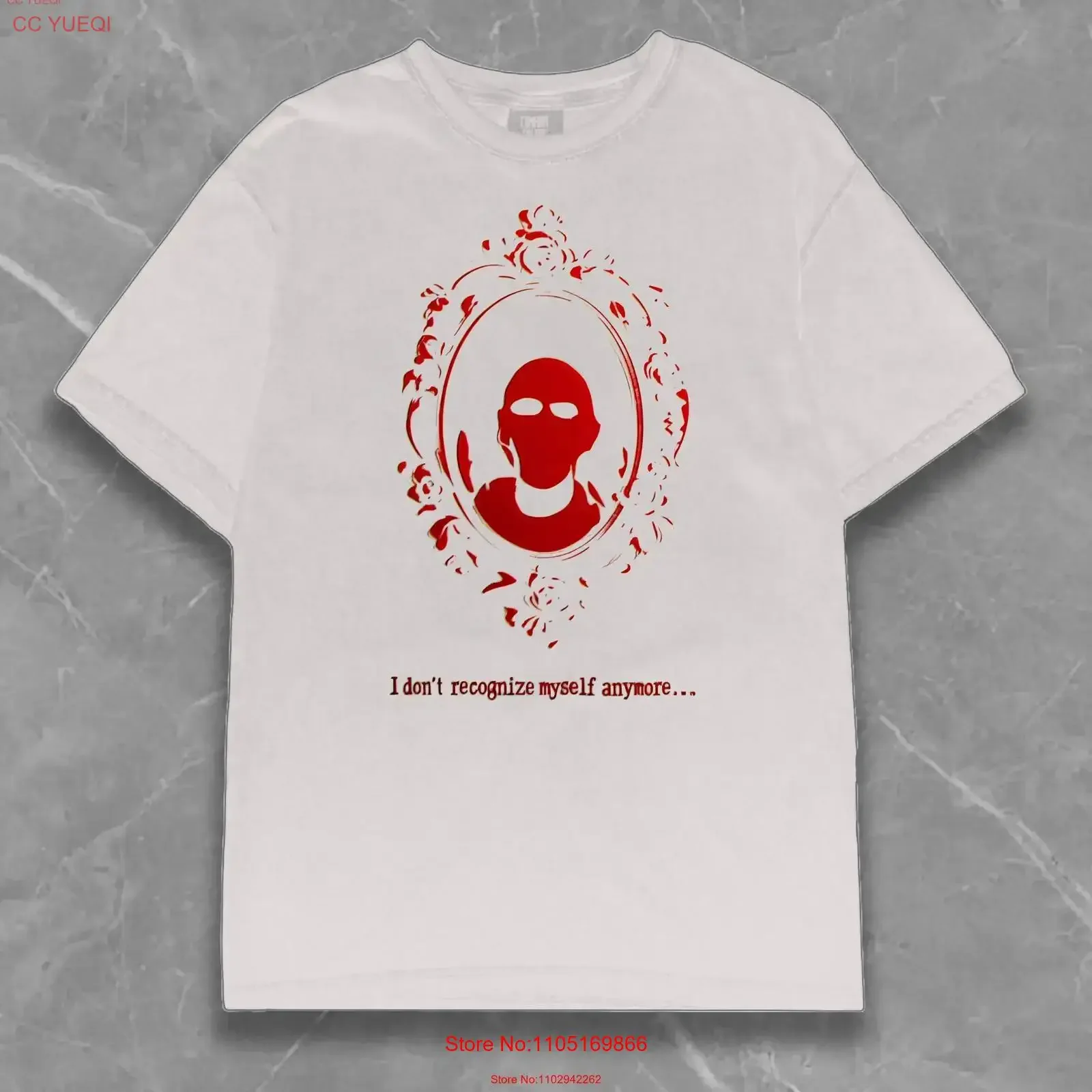 Masque miroir t-shirt Y2K Streetwear mode Vamp rétro opium Art Unique Style esthétique Vintage Grunge vintage lavé