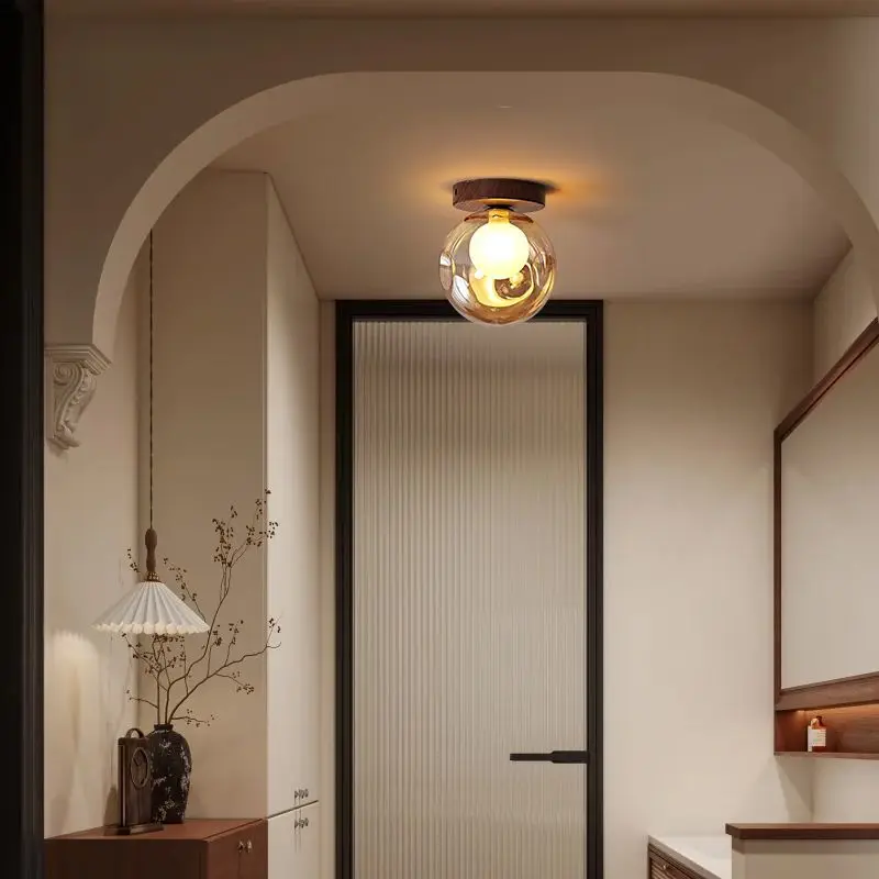 

Французский янтарный стеклянный шар, потолочный светильник для гардероба, потолочные светильники для прохода, лестницы, балкона, коридора, входа, светильники для внутреннего освещения