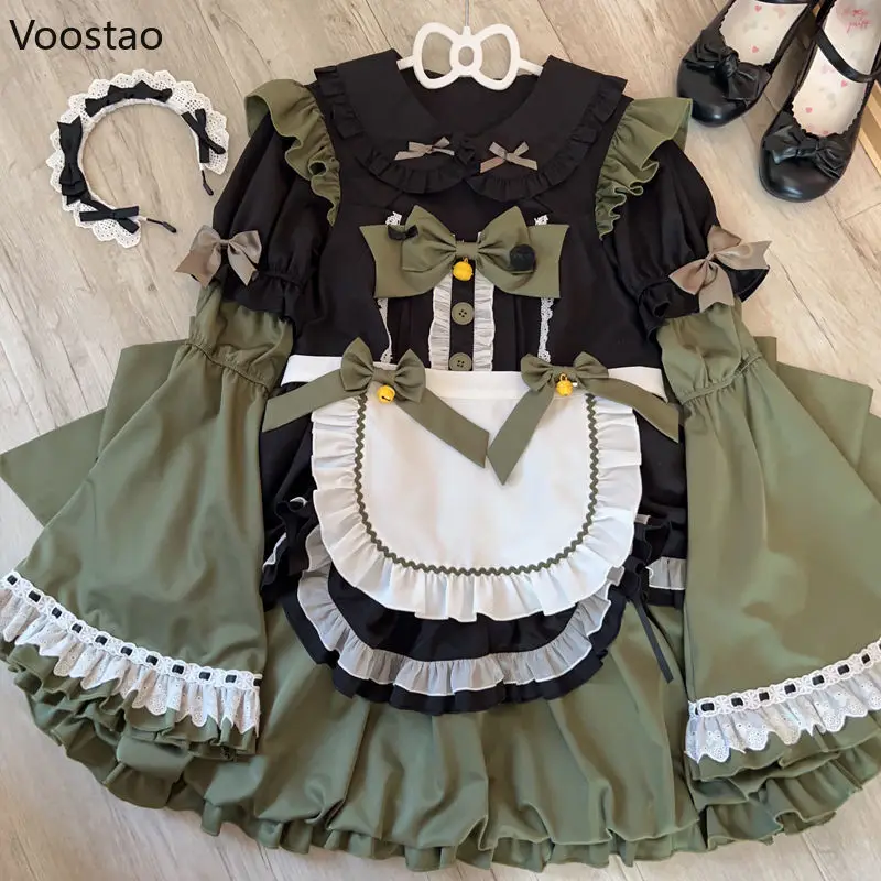 Japanische gotische lolita op Kleid Frauen viktoria nischen Bogen kleine Glocke Eid Dienst mädchen Schürze Prinzessin Party Kleider Mädchen Harajuku y2k Kleid