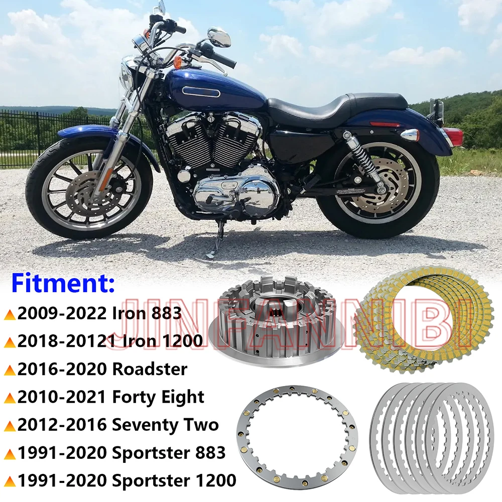 Inner Clutch Hub & Friction Plates Kit Set for Harley Sportster 883 1991-2015 2016 2017 2018 2019 2020