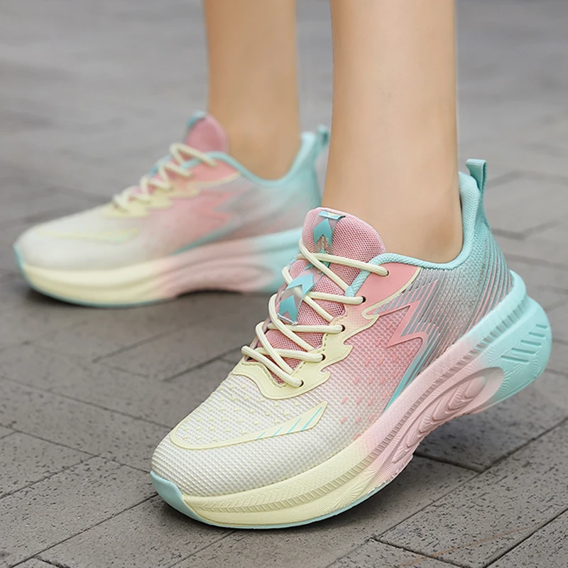 

Women Sneakers Lace Up Female Platform Heel Running Shoes Round Toe Comfortable Vulcanized Shoes Women Casual Sports Shoe Female