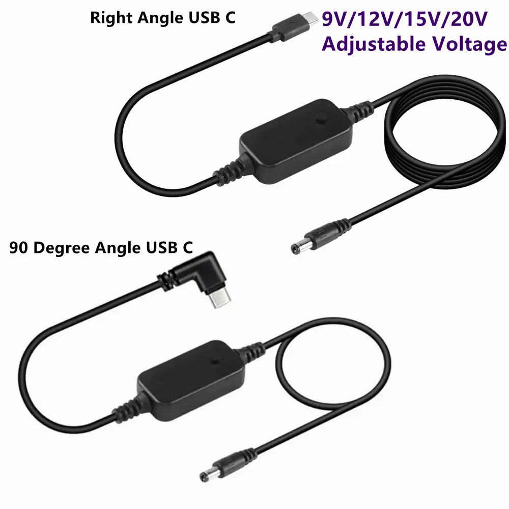 USB C to DC PD Trigger Cable 5V/9V/12V/15V/20V Adjustable Voltage Power Cable With LED Display USB C Boost Line