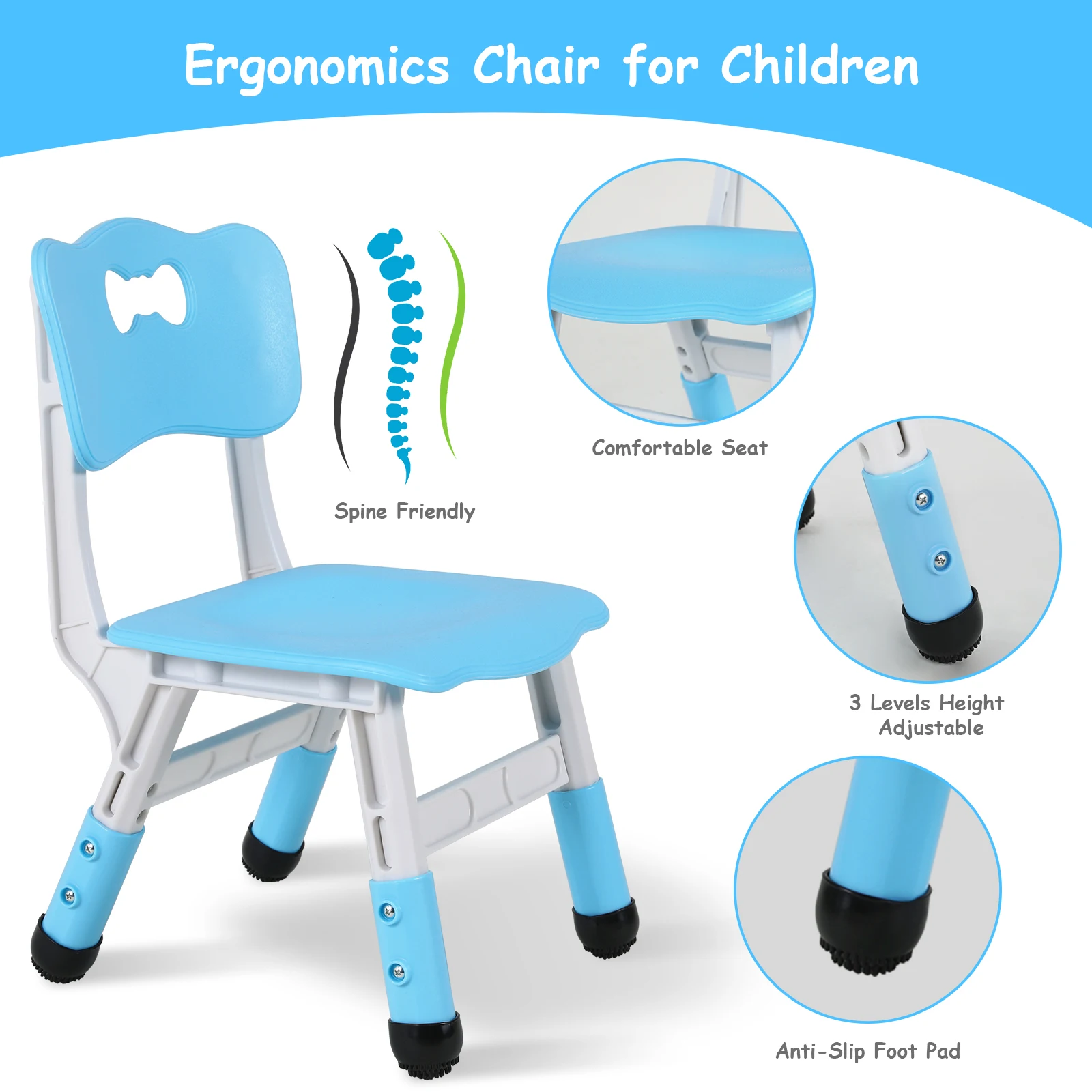 AOOU-Ensemble de table et 4 chaises pour enfants, table d'étude réglable, table d'art multi-activités, bureau graffiti, recommandé pour les tout-petits de 2 à 10 ans