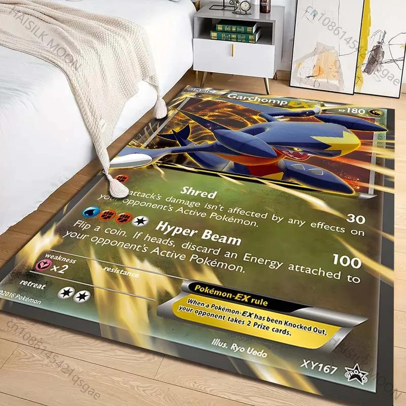 Multiple Sizes Pokémon Garchomp Card Print Carpet for Living Room Bedroom Kid's Room Home Decor Area Rug Sofa Cloakroom Play Mat