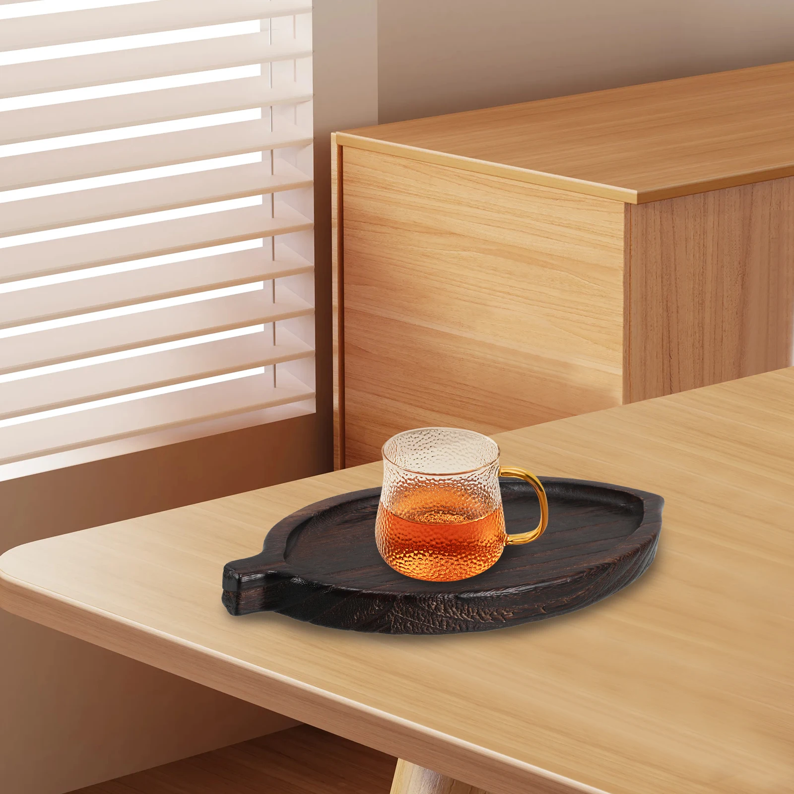 

Vintage Wooden Gongfu Tea Tray Sturdy Rustic Tea Serving Board Decorative Tray for Home Kitchen Chinese Teaware