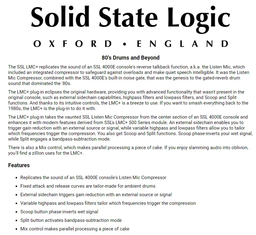 SSL LMC + Compressor by Solid State Logic Compression Mixer