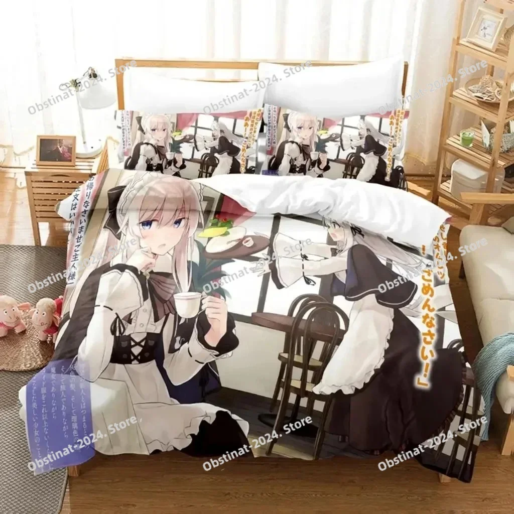 

3D Anime Wandering Witch Journey Of Elaina Bedding set Printed Duvet Cover Pillowcase Single Double Queen Super King Size Sets