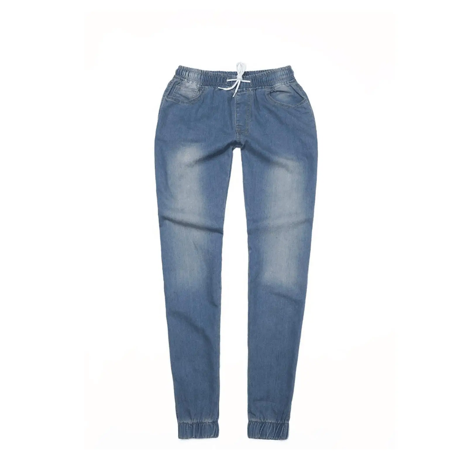 กางเกงยีนส์เอวต่ำแบบยืดหยุ่นสำหรับผู้หญิง ทรงขาตรง ผ้าฝ้าย สีดำ ไม่มีแบรนด์ ไม่ใช่สินค้าที่จดทะเบียนเครื่องหมายการค้า