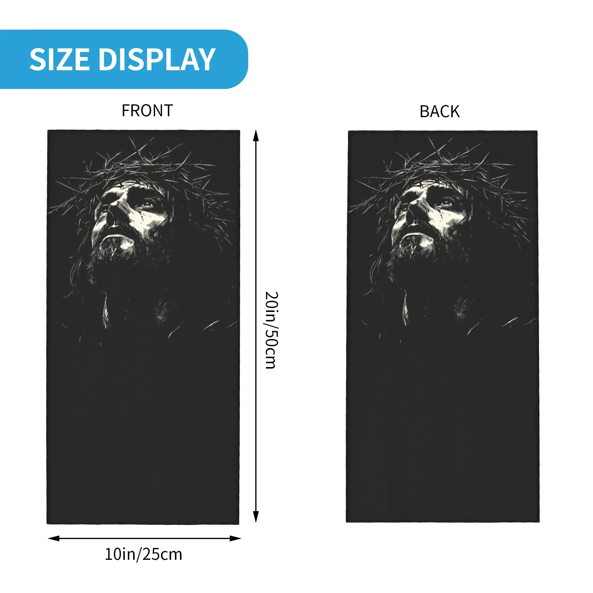 New Portrait of Jesus Crown of Thorns Bandana Neck Gaiter Balaclavas Magic Scarf Christian Faith Headband Multi-use Unisex Adult