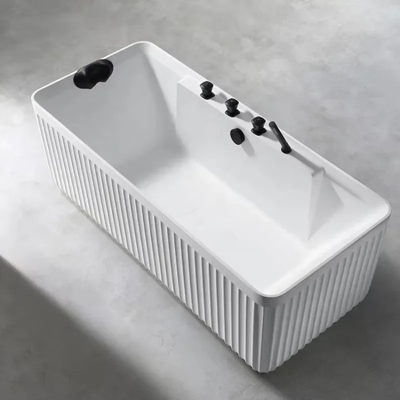 

Solid Surface Artificial Stone Rectangle Corner Spa Bath Tub Faucet Indoor Hotel Suitable Adults Soaking Shower Bathroom