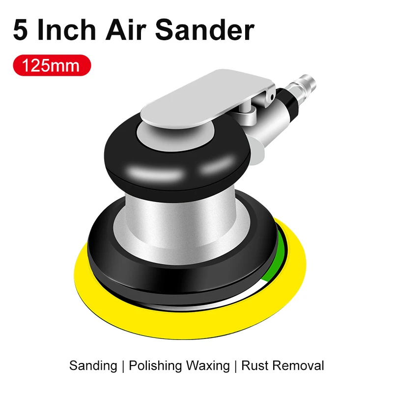 5-Inch Pneumatic Track Sander 125mm Round Air Woodworking Sander Handheld Polishing Machine Grinder Pneumatic Tools