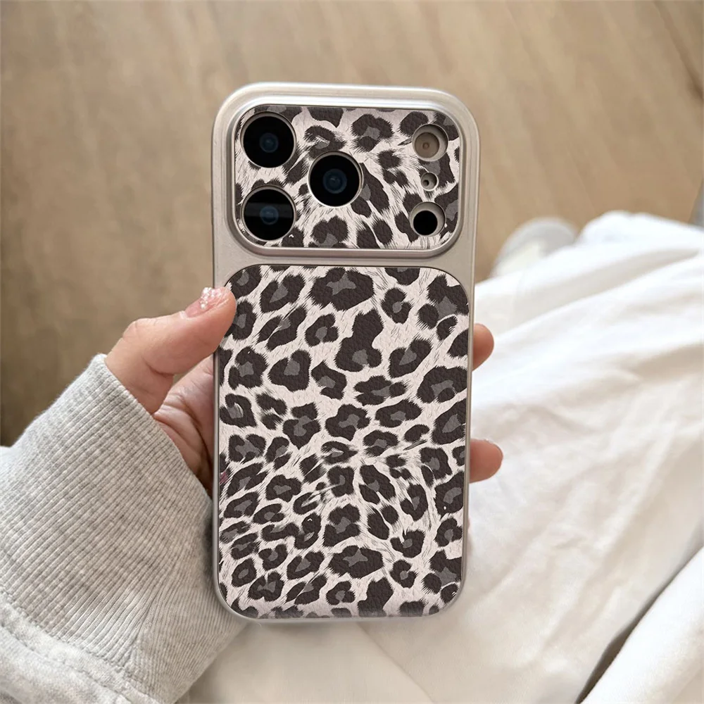 Luxuriöse Handyhülle aus Cortex-Leder mit Leopardenmuster für iPhone 17 Pro Max 18 Pro 12 13 14 15 16 11, stoßfeste Schutzhülle