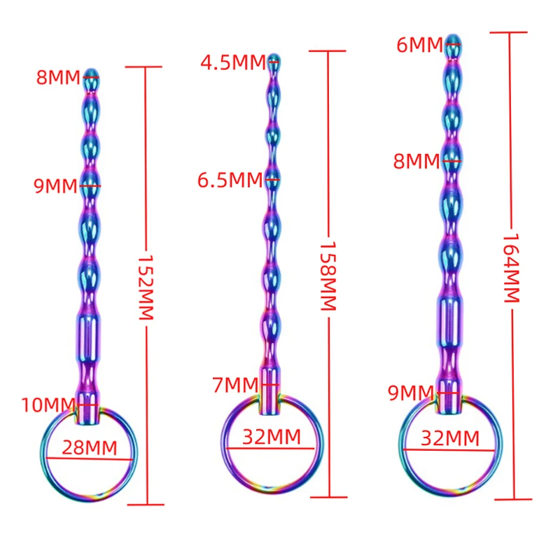 Male Rainbow Stainless Steel Penis Plug Set Man Urethral Catheter Dilator Metal Penis Plug Set Stick Insert Sex Toy